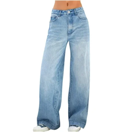 Women High Waisted Jeans Wide Leg Denim Pants